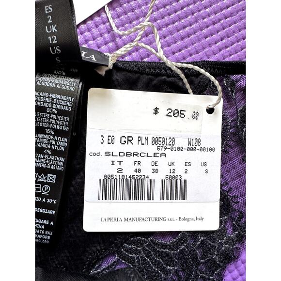 $205 La Perla Briefs Black Lace Embroidered Panties SZ US S New Cotton Underwear - Picture 3 of 6